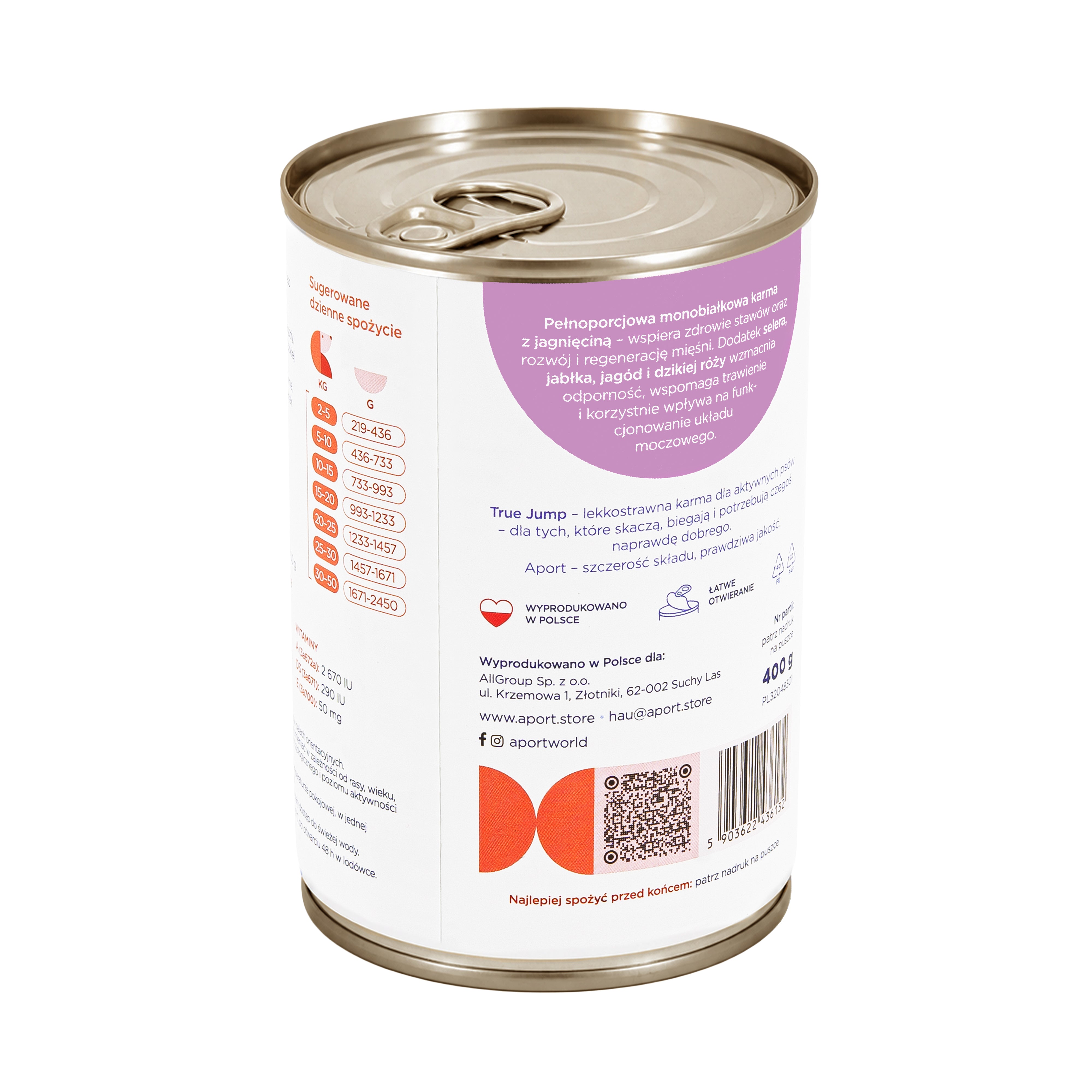 Karma mokra dla psa Jagnięcina & Superfoods 400 g lub 800 g - monobiałkowa karma dla psów dorosłych
