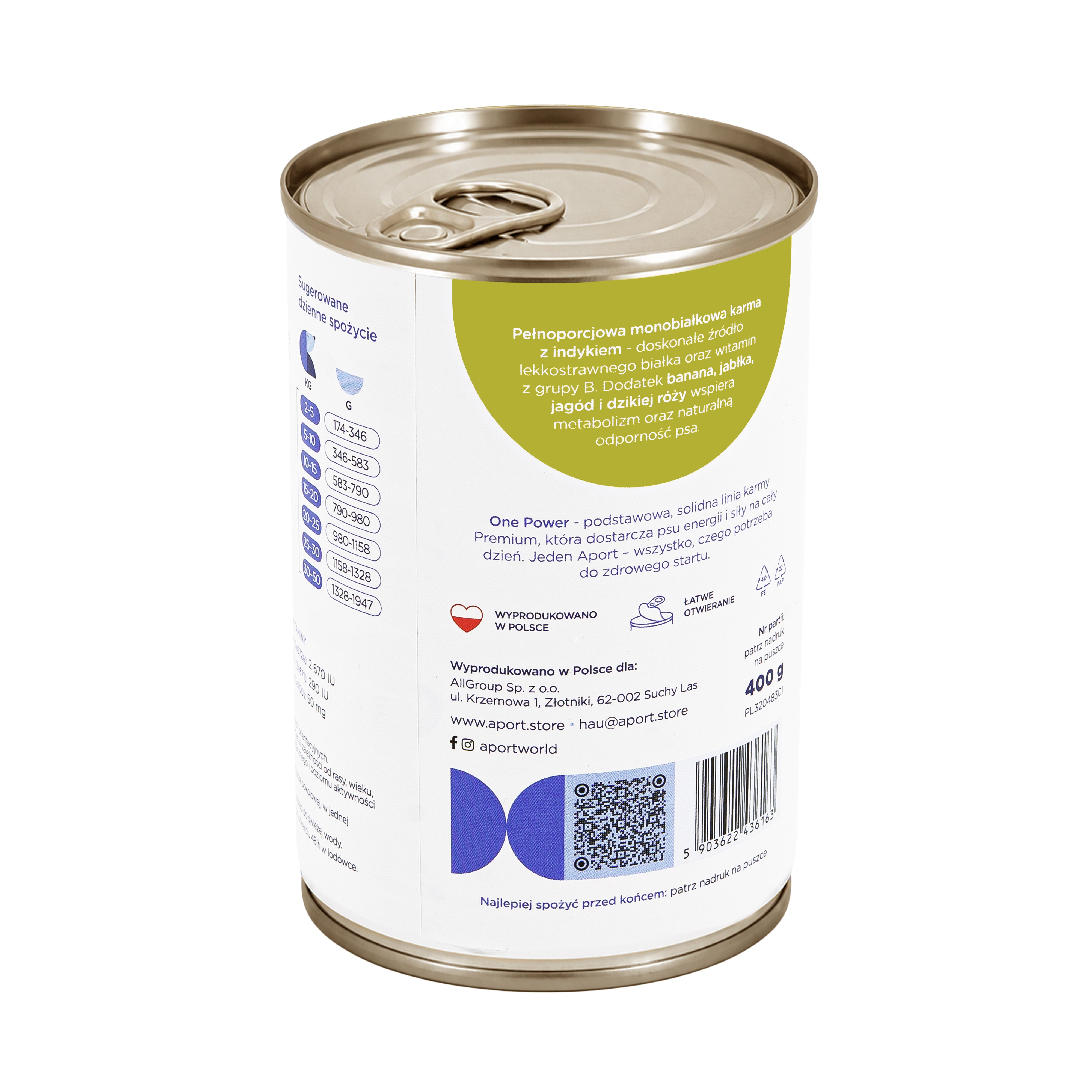 Karma mokra dla psa Indyk & Superfoods 400 g lub 800 g - monobiałkowa karma dla psów dorosłych
