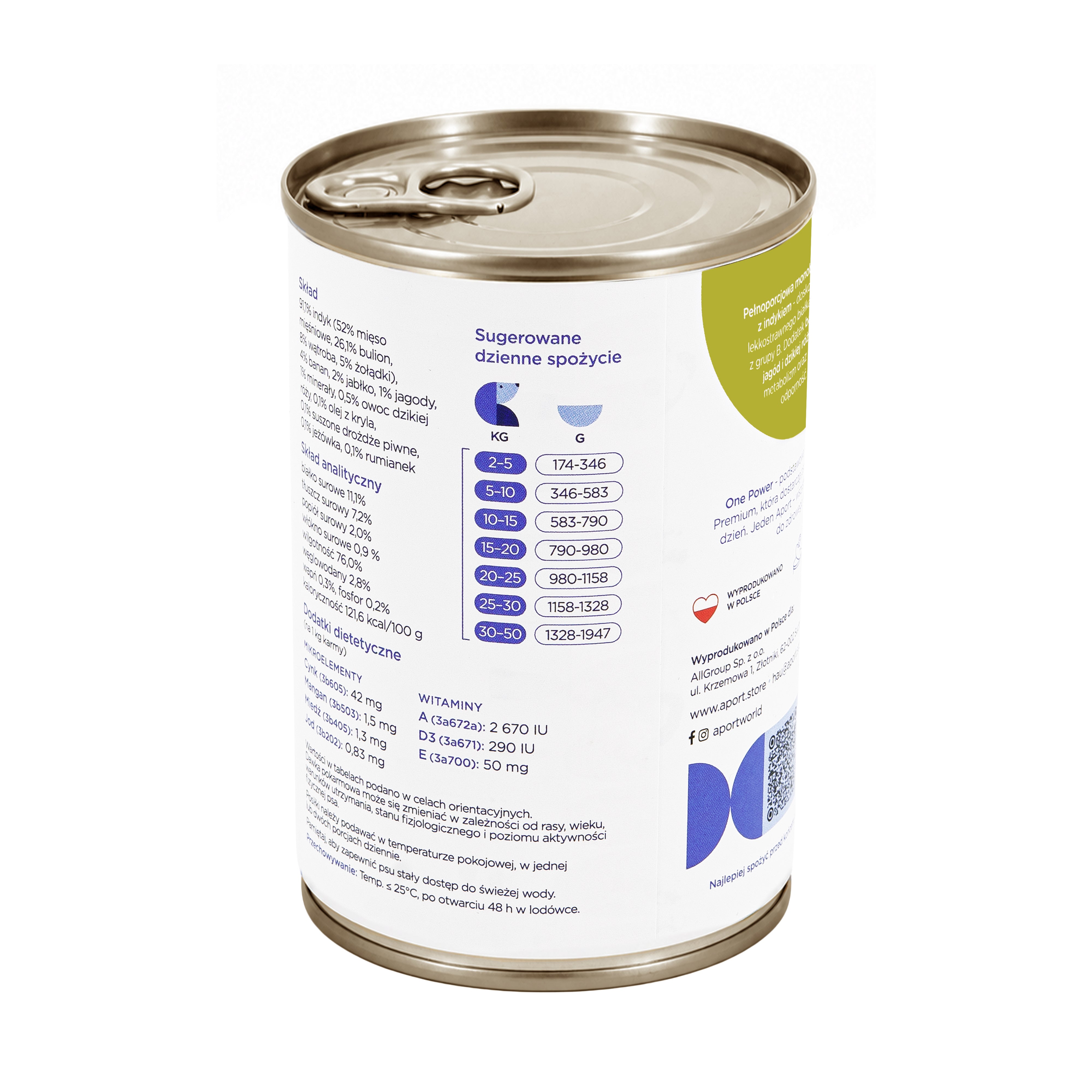 Karma mokra dla psa Indyk & Superfoods 400 g lub 800 g - monobiałkowa karma dla psów dorosłych